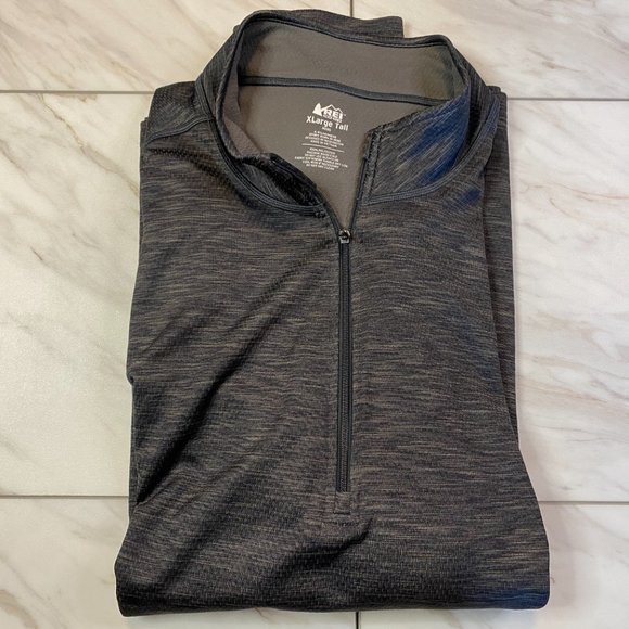 REI Co-Op Long Sleeve 1/4 Quarter Zip Gray Midweight Base XLarge Tall XLT - Picture 1 of 6